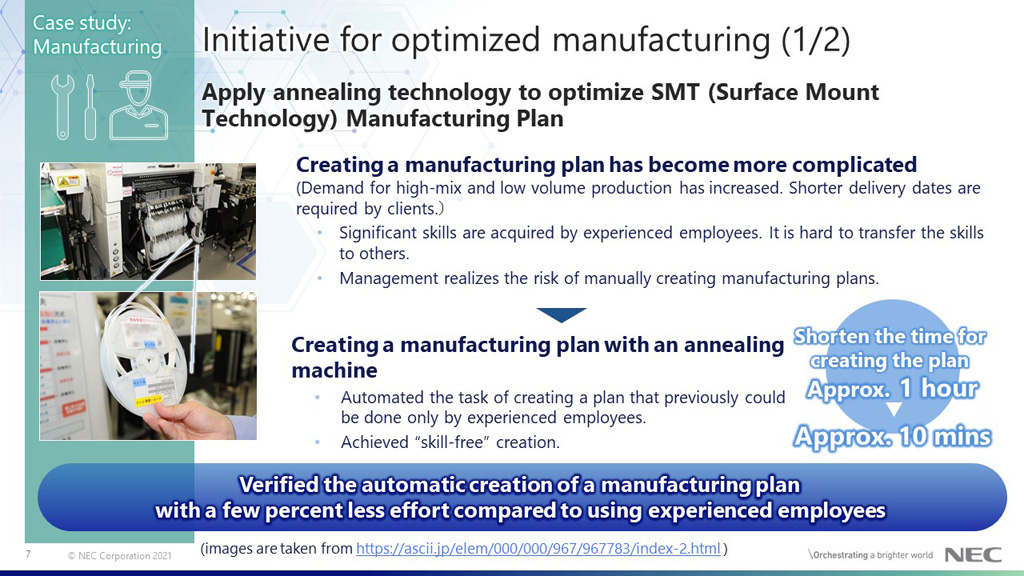 Initiative for optimized manufacturing (1/2)